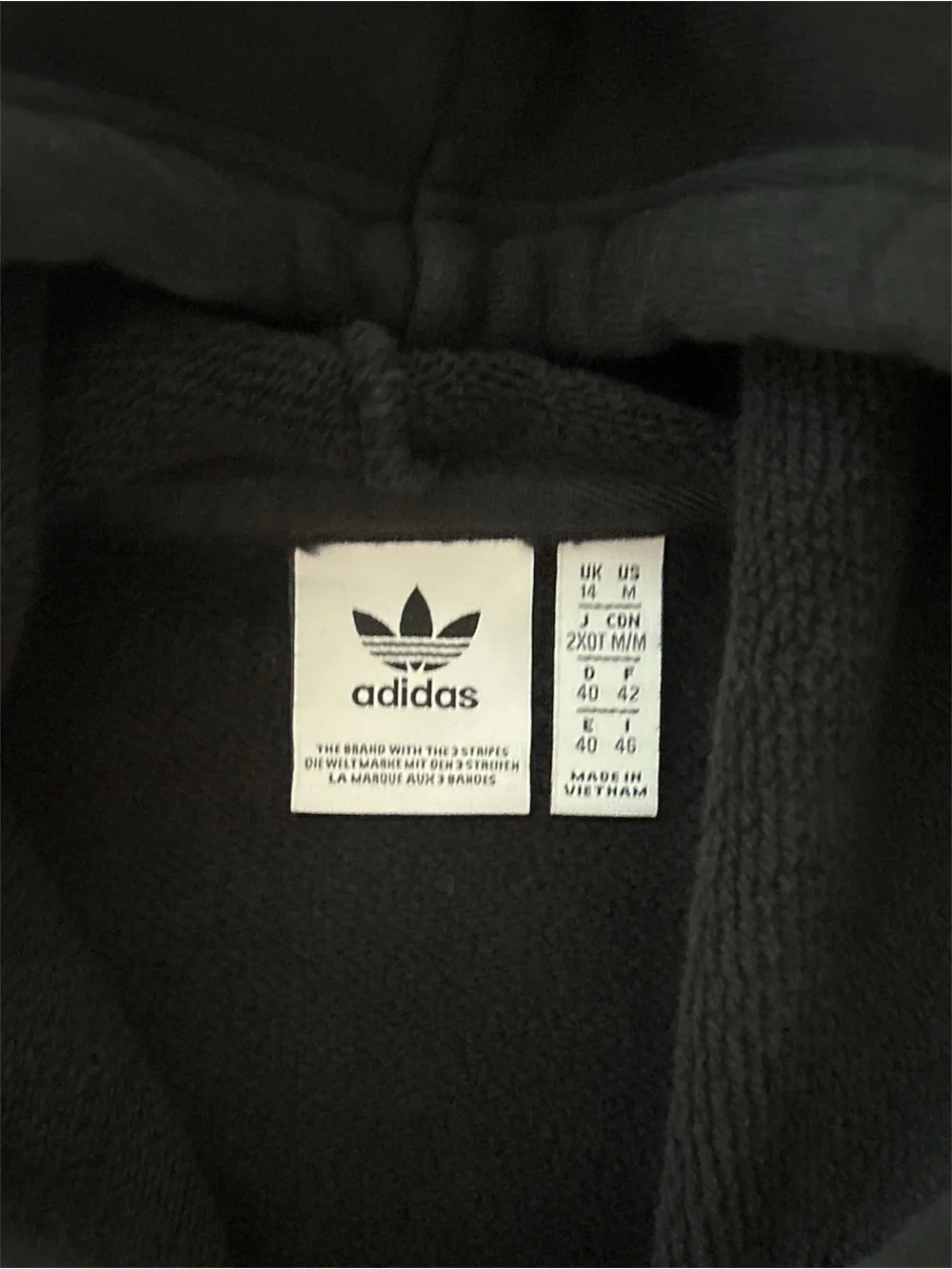 adidas Black Crop Hoodie with White Sleeve Stripes